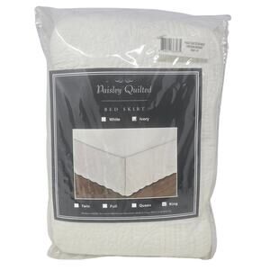 Paisley Quilted  Bed Skirt Ivory Scalloped Edge King Size New In Package